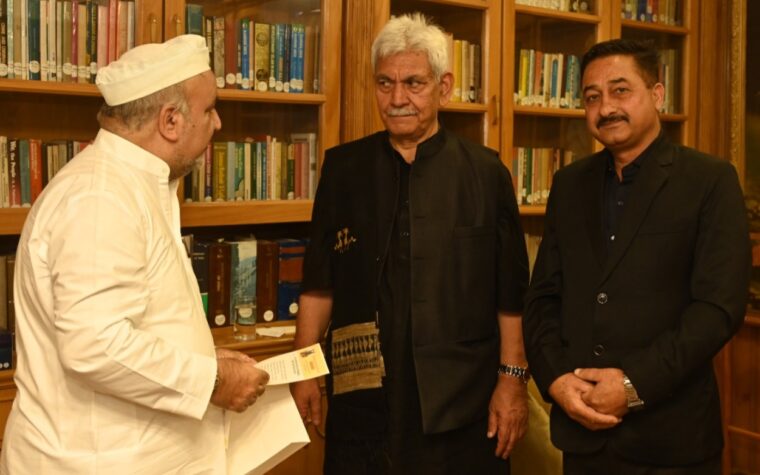 J&K Governer with Ravindra Pandit of Shrada Math Teetwal